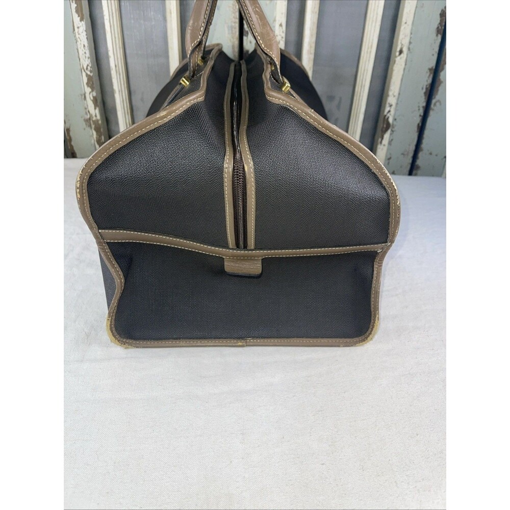 Dunhill Boston Travel Weekender Duffle Bag Coated Canvas Brown Leather Trim - Picture 9 of 12